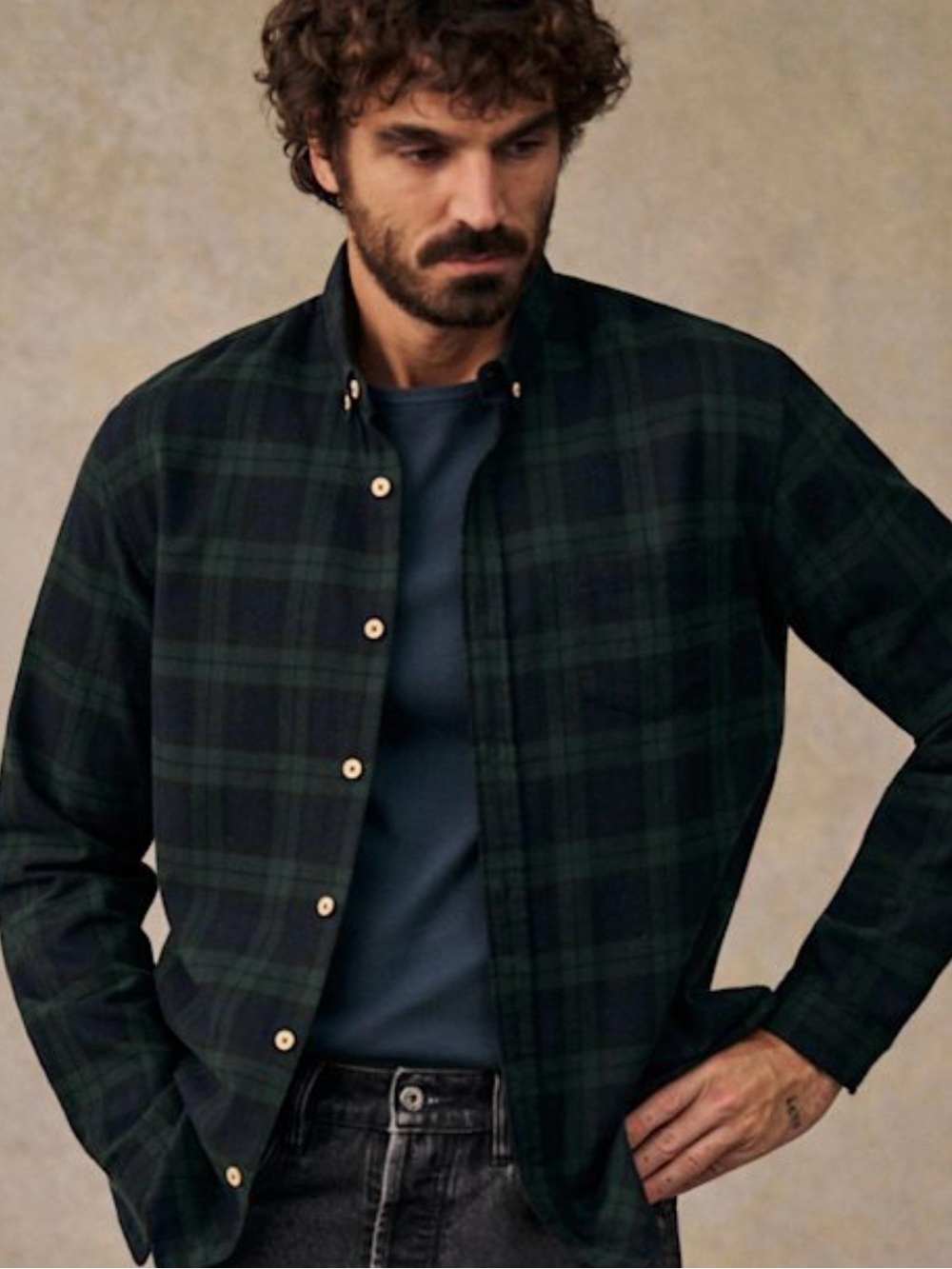 Excellent Pendleton Black-watch Tartan Plaid Wool Long Sleeve Wool Shirt.